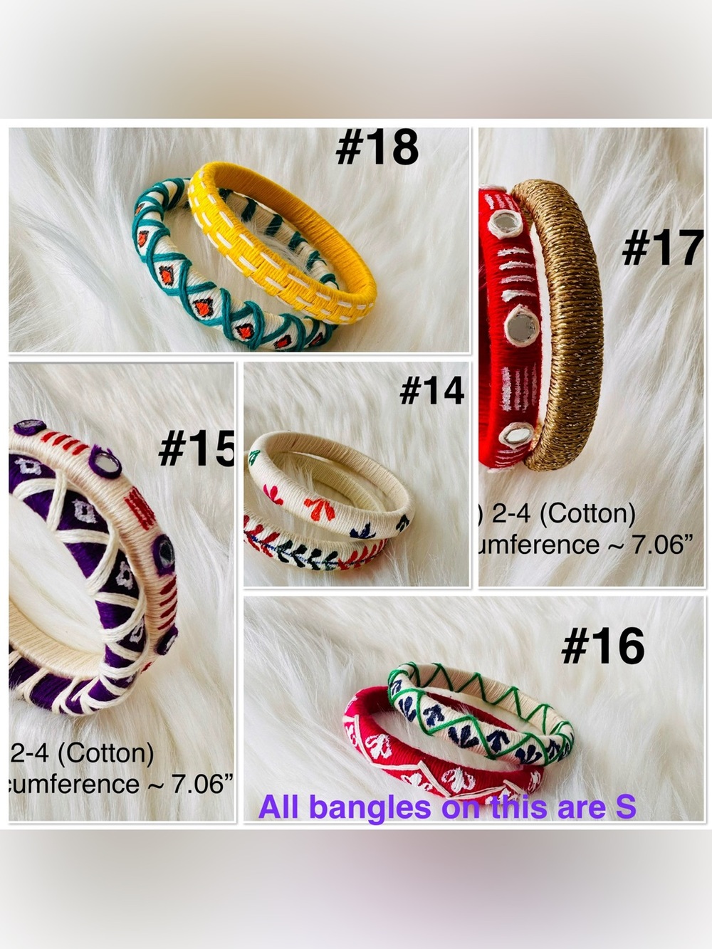 🎡🎡Handmade Silk or Cotton Wrapped Bangle Set of your choice in various sizes - Picture 9 of 16